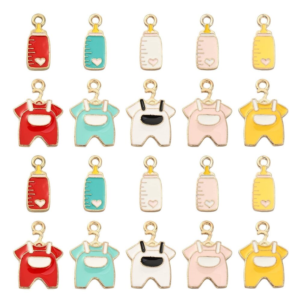1879 40pcs Baby Theme Charms Enamel Baby Suit Cute Infant Charms